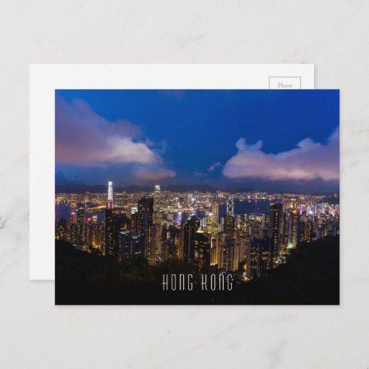 Hong Kong Night Uitzicht Briefkaart (Voorkant / Achterkant)
