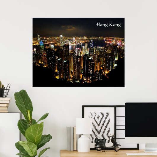 Hong Kong Nightscape Poster (Thuiskantoor)