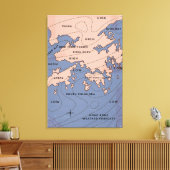 Hong Kong Oude Weerkaart Canvas Afdruk (Insitu (Woonkamer))