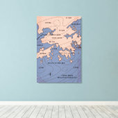 Hong Kong Oude Weerkaart Canvas Afdruk (Insitu (Houten vloer))