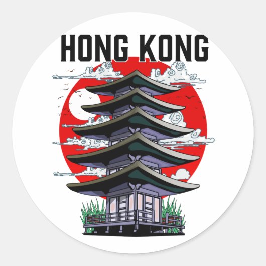 Hong Kong Ronde Sticker (Voorkant)