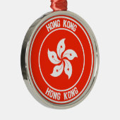 Hong Kong Round Emblem Metalen Ornament (Rechts)
