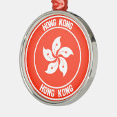 Hong Kong Round Emblem Metalen Ornament (Links)