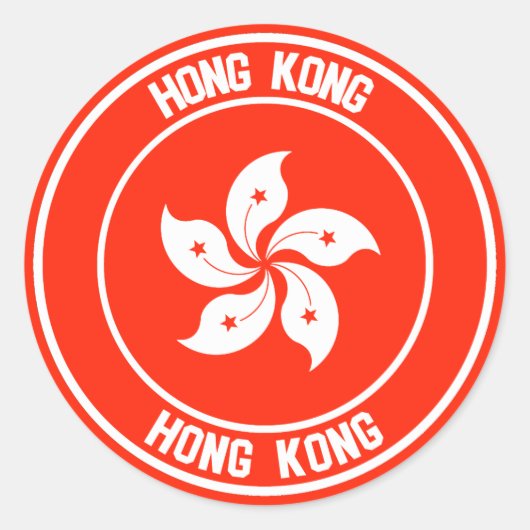 Hong Kong Round Emblem Ronde Sticker (Voorkant)