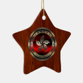 Hong Kong Ruby Seal on Mahogany Print Keramisch Ornament (Rechts)