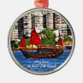 Hong Kong Sampan De parel van de Oriënt Metalen Ornament (Voorkant)