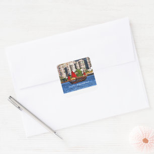 Hong Kong Sampan De parel van de Oriënt Vierkante Sticker