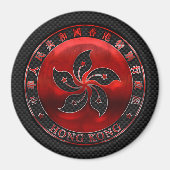 Hong Kong Schild op Carbon Fiber Afdruk Magneet (Voorkant)