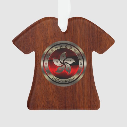 Hong Kong Seal inlay op Mahogany Print Ornament (voorkant)