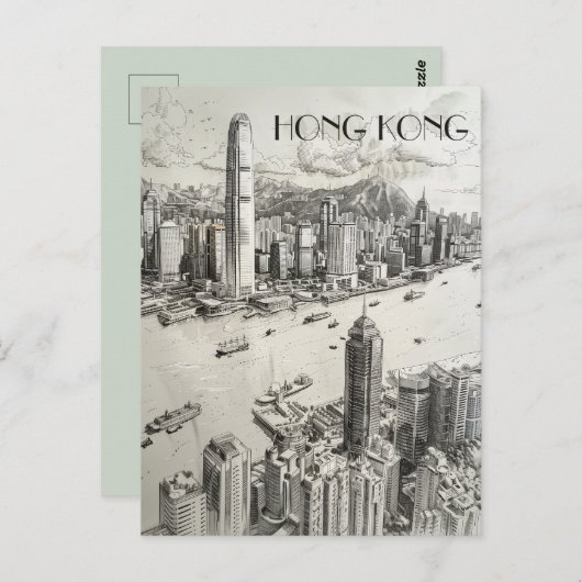 Hong Kong Skyline Briefkaart (Voorkant / Achterkant)