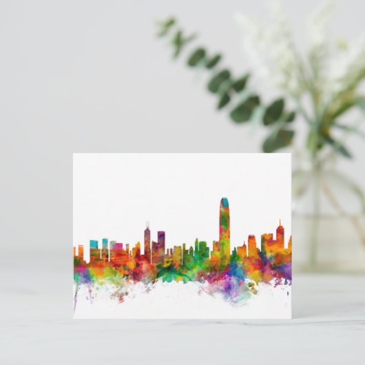 Hong Kong Skyline Briefkaart (Staand voorkant)