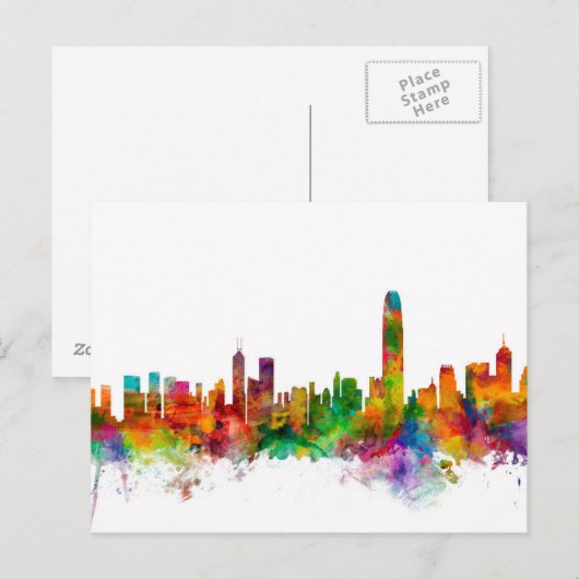 Hong Kong Skyline Briefkaart (Voorkant / Achterkant)