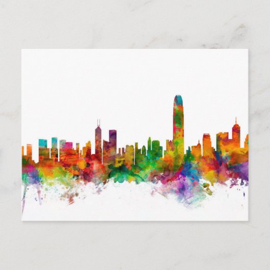 Hong Kong Skyline Briefkaart (Voorkant)