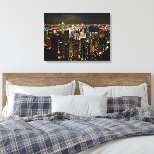 Hong Kong Skyline Canvas Print (Insitu (Slaapkamer))