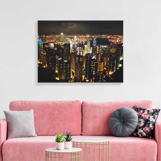 Hong Kong Skyline Canvas Print (Insitu (Woonkamer))