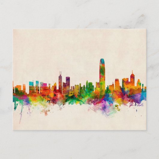 Hong Kong Skyline Cityscape Briefkaart (Voorkant)