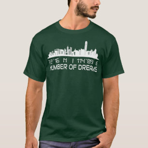 Hong Kong Skyline GPS coördinaten Hoofdstad T-shirt