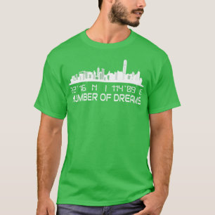 Hong Kong Skyline GPS coördinaten Hoofdstad T-shirt