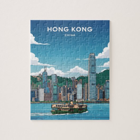 Hong Kong skyline Legpuzzel (Verticaal)