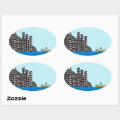 Hong Kong Skyline Ovale Sticker (Vel)