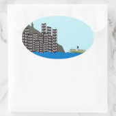 Hong Kong Skyline Ovale Sticker (Tas)