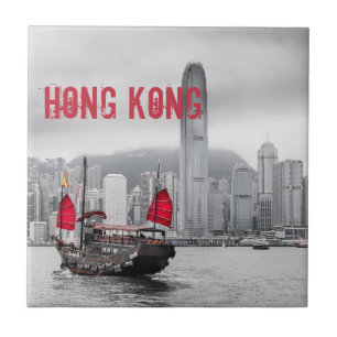 Hong Kong Skyline Panorama Fine Art gift Tegeltje