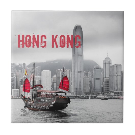 Hong Kong Skyline Panorama Fine Art gift Tegeltje (Voorkant)