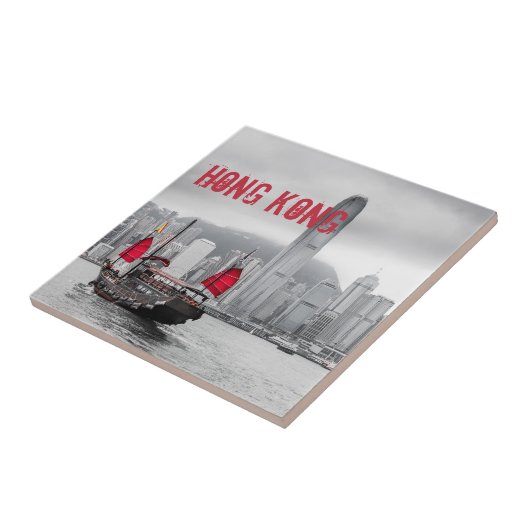 Hong Kong Skyline Panorama Fine Art gift Tegeltje (Zijkant)