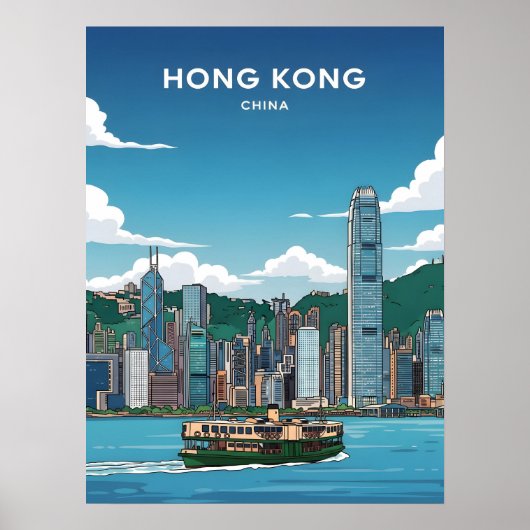 Hong Kong skyline Poster (Voorkant)