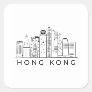 Hong kong skyline vierkante sticker