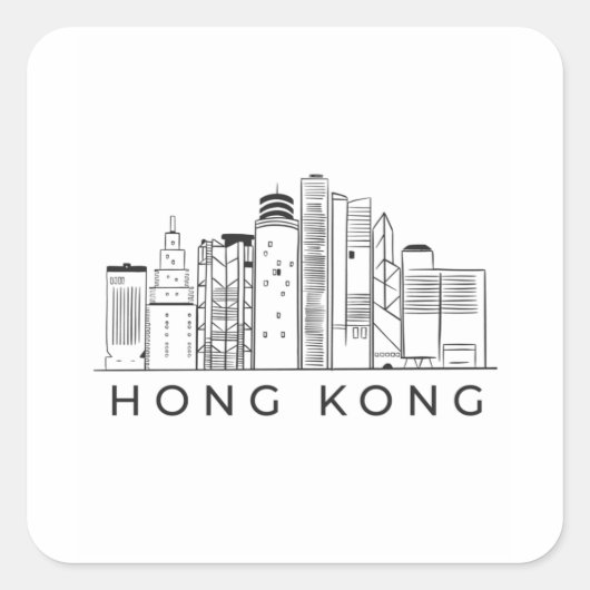 Hong kong skyline vierkante sticker (Voorkant)