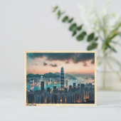 Hong Kong Skyline Vintage Reizen Briefkaart (Staand voorkant)