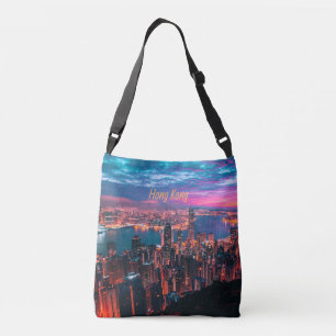 Hong Kong Skyscraper Skyline Night Lights Crossbody Tas