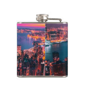 Hong Kong Skyscraper Skyline Night Lights Heupfles (Achterkant)