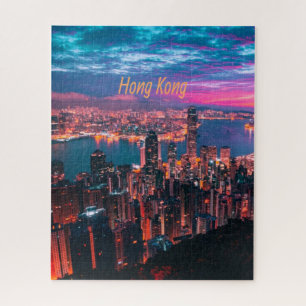 Hong Kong Skyscraper Skyline Night Lights Legpuzzel