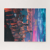 Hong Kong Skyscraper Skyline Night Lights Legpuzzel (Horizontaal)