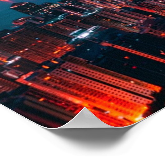 Hong Kong Skyscraper Skyline Night Lights Poster (Hoek)