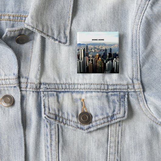 Hong Kong stadsgezicht Vierkante Button 5,1 Cm (In situ)