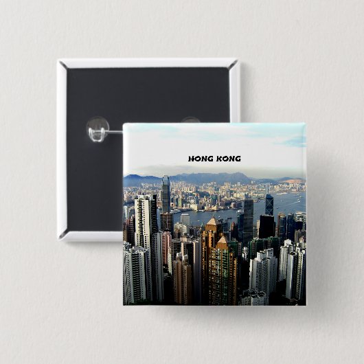 Hong Kong stadsgezicht Vierkante Button 5,1 Cm (Voorkant /achterkant)