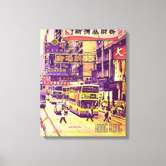 Hong Kong street scene vintage reis Canvas Afdruk (Voorkant)
