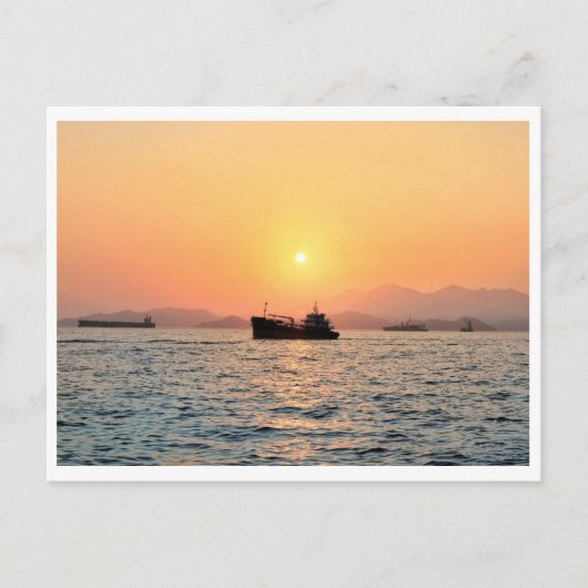 Hong Kong Sunset Briefkaart (Voorkant)