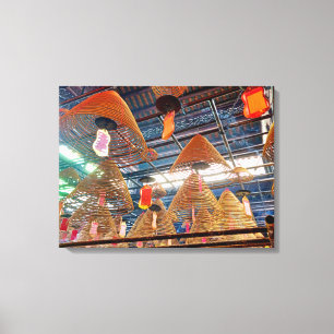 Hong Kong tempel wierook spoelen canvas print