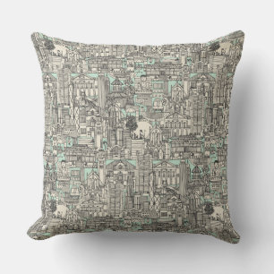 Hong Kong toile de jouy mint Kussen