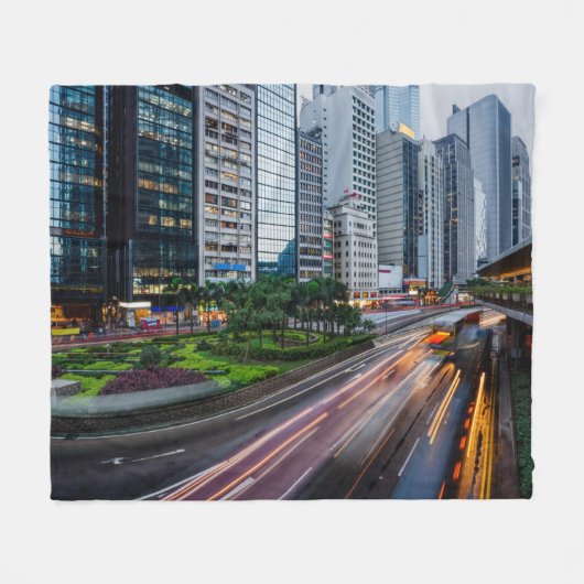 Hong Kong Traffic fleece deken (Voorkant (Horizontaal))