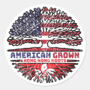 Hong Kong US American USA United States Tree Roots Ronde Sticker