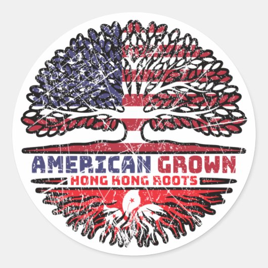 Hong Kong US American USA United States Tree Roots Ronde Sticker (Voorkant)
