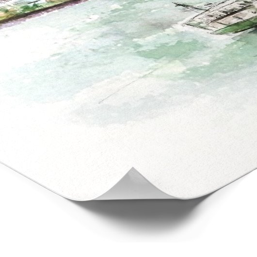 Hong Kong Victoria Harbor 1 inkt en waterverf Poster (Hoek)