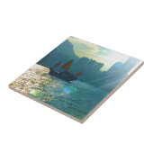 Hong Kong Victoria Harbour Aqua tones "junk" Tegeltje (Zijkant)