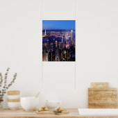 Hong Kong Victoria Harbour bij nacht Poster (Keuken)