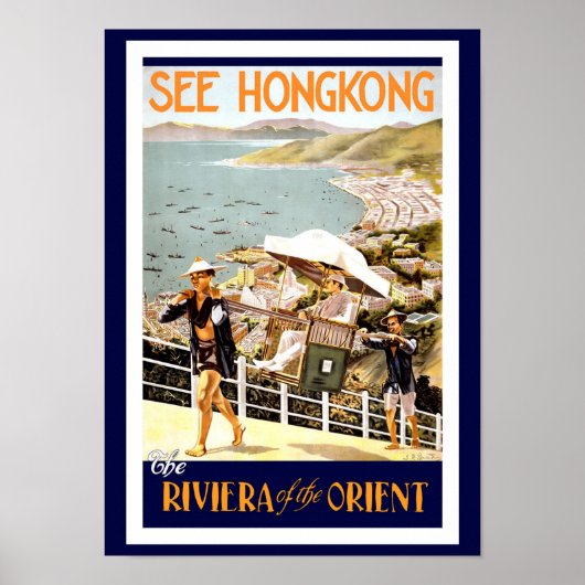 Hong Kong Vintage Reise Poster (Voorkant)